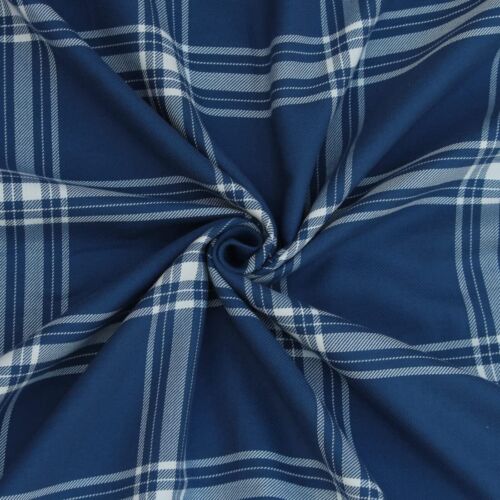 Blue Cotton Checkered Shirting Fabric , Sold by Yard ,  58" Wide - Picture 1 of 9