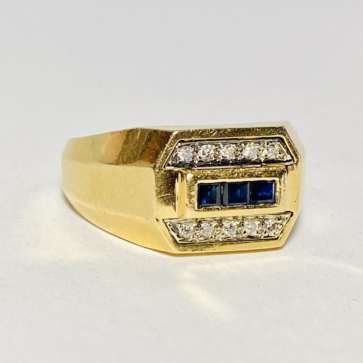 ABL 14K Yellow Gold 0.30ctw Sapphire 0.15ctw Diamond Size 10.5