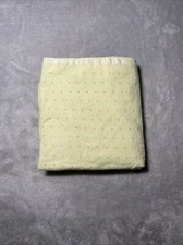 Baby Views Receiving Blanket Green Polka Dots Soft Yellow Flannel Lovey 27"x28"