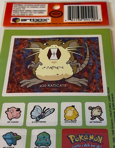 POKEMON MEOWTH ASST Super Size Stickers Pack Artbox 1999 NEW Sealed Vintage ❤️ - Picture 4 of 6