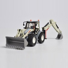 Retroexcavadora Tractor Cargador Modelo Juguete Diecast Vehículo de Construcción Blanco