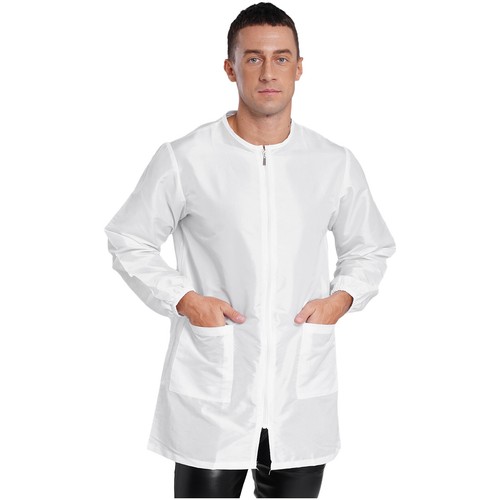 Unisex Long Sleeve Zipper Pockets Robe Gown Smock Jacket for Hair Barber Salon - Picture 7 of 113