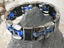 Magnetic Therapy Blue Black Czech Bicone Hematite Bracelet Anklet Necklace 3 row
