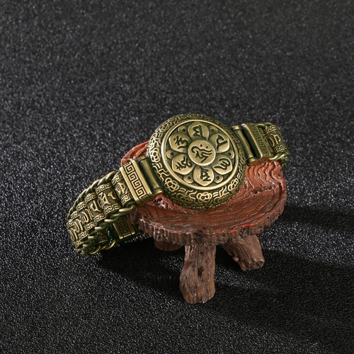 Solid Brass Buddhist Scripture Bracelet Figurine Statue Home Ornament Figurines - Picture 10 of 22