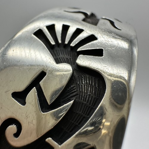 Santo Domingo Sterling Silver Watch Cuff Bracelet 6.25” Kachina Corn Overlay - Bild 16 von 22