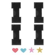 4pcs Iron on Letter Patch Chenille Letter Patches Alphabet Stickers, Black, I