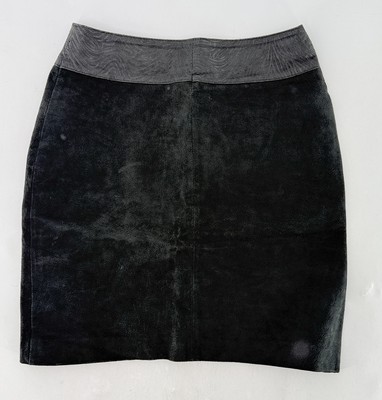 Vtg I.O.U. Leather Black Suede Mini Skirt Size 9 Western Boho