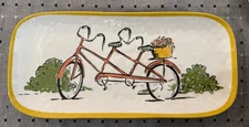 THRESHOLD COLORFUL MELAMINE Tray Tandem Bicycle Flowers White Yellow 14 3/4" X 7
