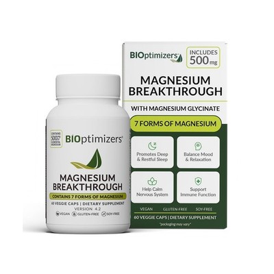BIOptimizers Magnesium Breakthrough Supplement with 500mg - 7 F... FAST USA SHIP