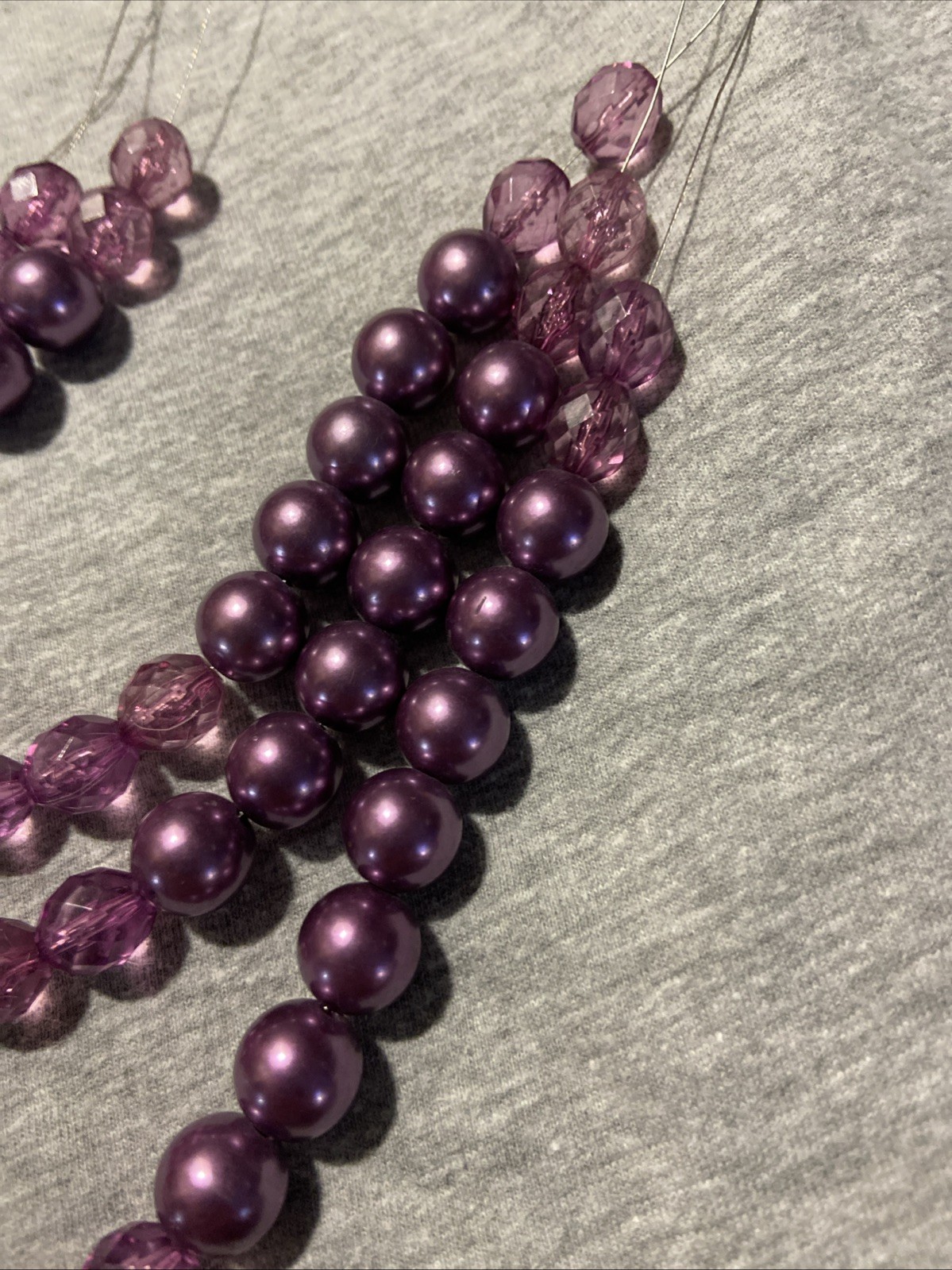 Two Purple Beaded Necklaces, Multiple Strands - image 12