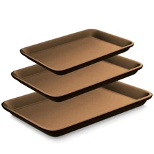 NutriChef 11.5L Rectangle Non-Stick Carbon Steel 3Pc Bakeware Set - Brown