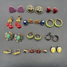 Vintage Clip On Earrings Lot 12 Pair Costume Jewelry.