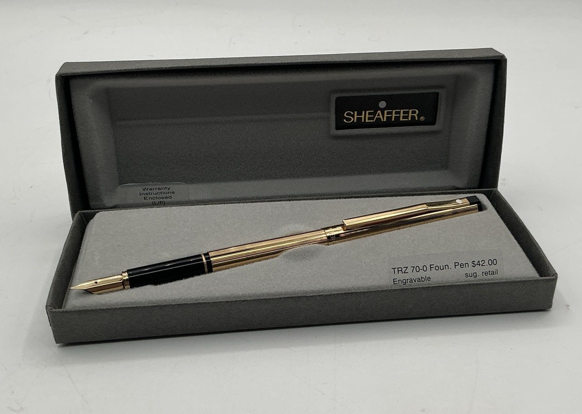 Vtg Sheaffer TRZ 70 Gold Electroplated Fountain Pen Set Boxed