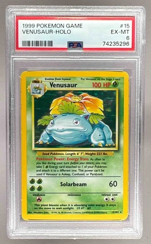 74235296 Venusaur 1999 Pokemon Unlimited #15 Rare Holo PSA 6