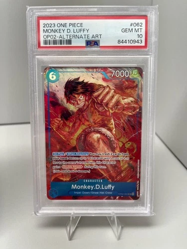 PSA 10 2023 One Piece MONKEY D LUFFY Alternate Art #OP02-062 Paramount War EN
