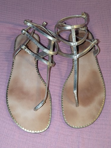 Lilly Pulitzer Gemma Damen-Sandalen Gr. 9M #28402 goldfarben Gladiator Knöchelriemen - Bild 5 von 12
