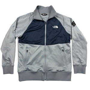 The North Face Mens Track Jacket Grey Blue Full Zip Fleece Lined Size Medium