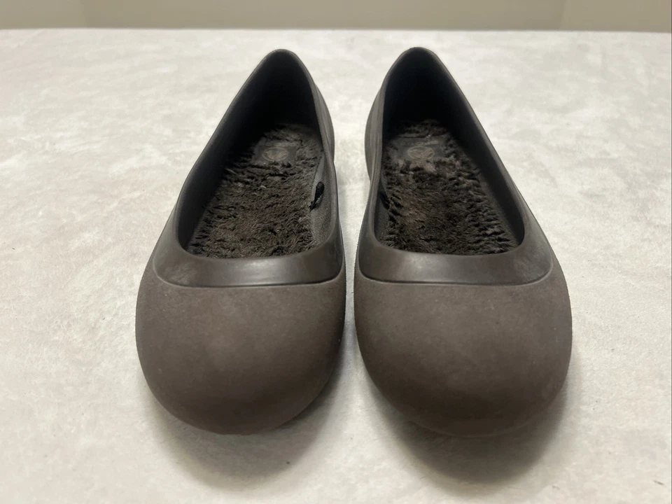 Crocs Mammoth Pisos Mujer Talla 10 Marrón Ballet Piel Forrado Sin Cordones Informales Neutro Foto 2 de 4