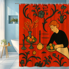 Vibrant Red Floral Shower Curtain - Decorative Art Design