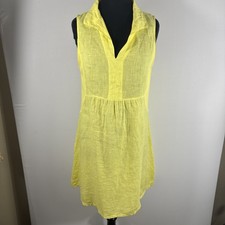 TERZO MILLENNIO Linen Dress Yellow Medium Made In Italy