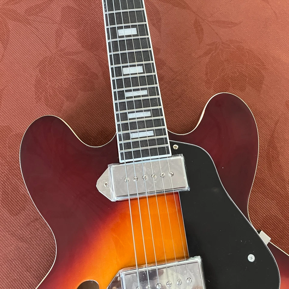 Заказная 335 электрическая джазовая гитара полу полая 3 цвета золотистый гриф из красного дерева - Изображение 4 из 4