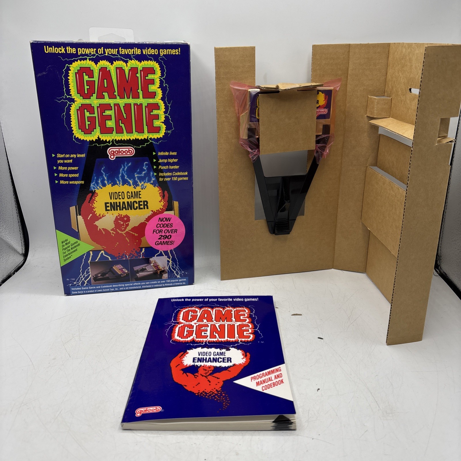 Vintage Nintendo NES Game Genie Game Enhancer Galoob 1991 Box, Codebook, Inserts