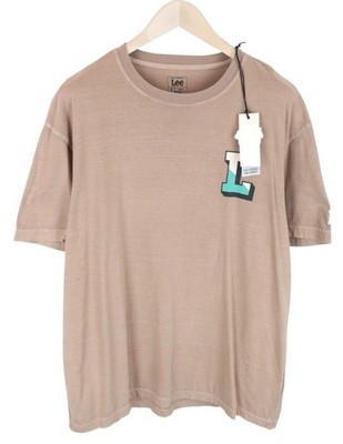 LEE Herren T-Shirt M Kurzarm hellbraun Logo reine Baumwolle Loose Fit *