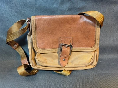 Ancien sac à main femme Lancaster marron en toile et cuir années 1980 - Photo 1/4