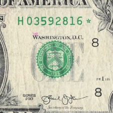 Series 2013 Star Note H St Louis 3.2 M Pack Run $1 Dollar Bill H03592816*
