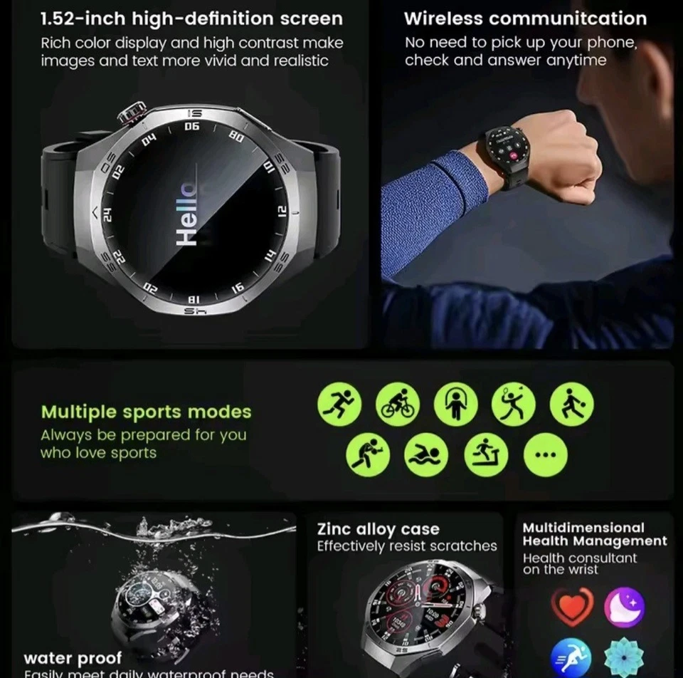 GT5 PRO Waterproof Smart Watch NFC GPS Tracker AMOLED Bluetooth Men Women - Image 3 of 4