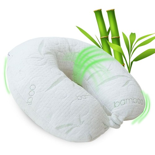 White Rayon Derived from Bamboo Neck Pillow, Travel Pillows for Airplanes, Be... - Picture 1 of 6