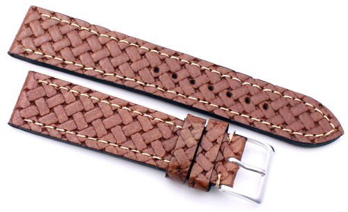 20mm German Vintage Look Watch Band Braided Embossing Genuine Leather 20mm/18mm
