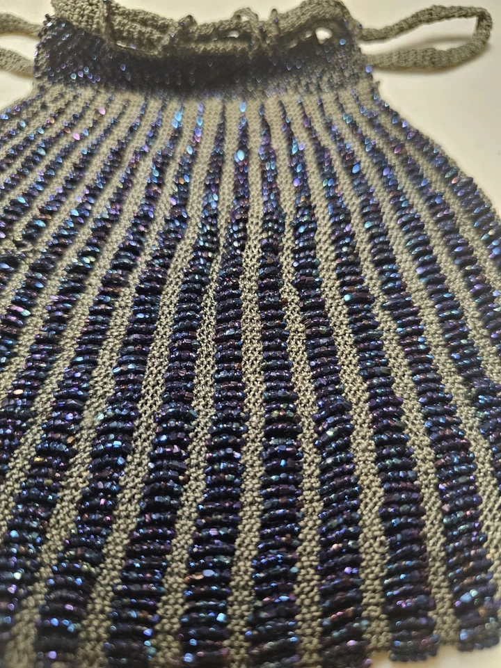 Винтажный ар-деко 1920-х кобальта Irredes стекла бисером Flapper сумочки AO - Изображение 2 из 4