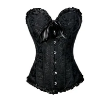 Lace Up Corset Boning Sweatheart Neckline Satin Finish Black Size S