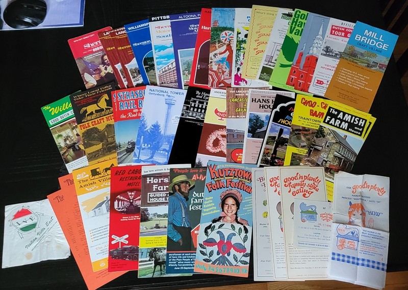 Vintage Lot 25+ travel brochures, maps, ephemera from 1976 Lancaster PA Dutch