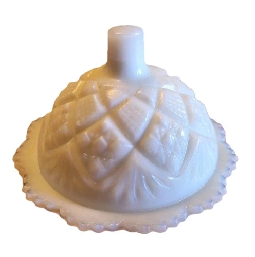 Vtg Westmoreland Thumbelina Childs White Milk Glass Butter Dish Miniature Lidded