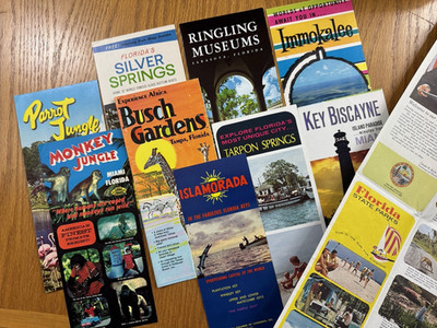 Lot Of 9 Vintage 1960s & 1970's Florida Travel / Attractions Brochures, 1 Map