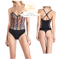 Wildflower Body By Wolford 40 M Medium Black Multicolor Florales Corsagen Design