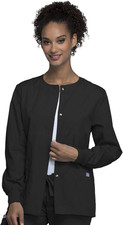 Cherokee Scrubs Jacket for Women, Snap Front Warm-Up Jacket with 3 Pockets and E
