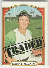 1972 Topps #753 Denny McLain BASEBALL Oakland Athletics