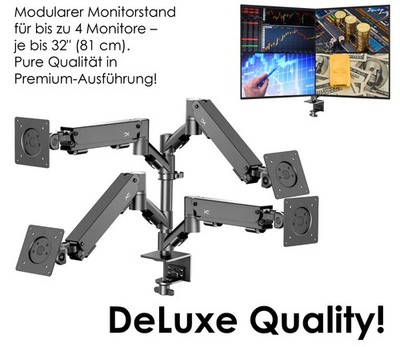 STABILE DUAL QUAD MONITORFUSS HYPERX ARMADA 66X81AA FÜR BIS 4x MONITORE 32'' 81cm