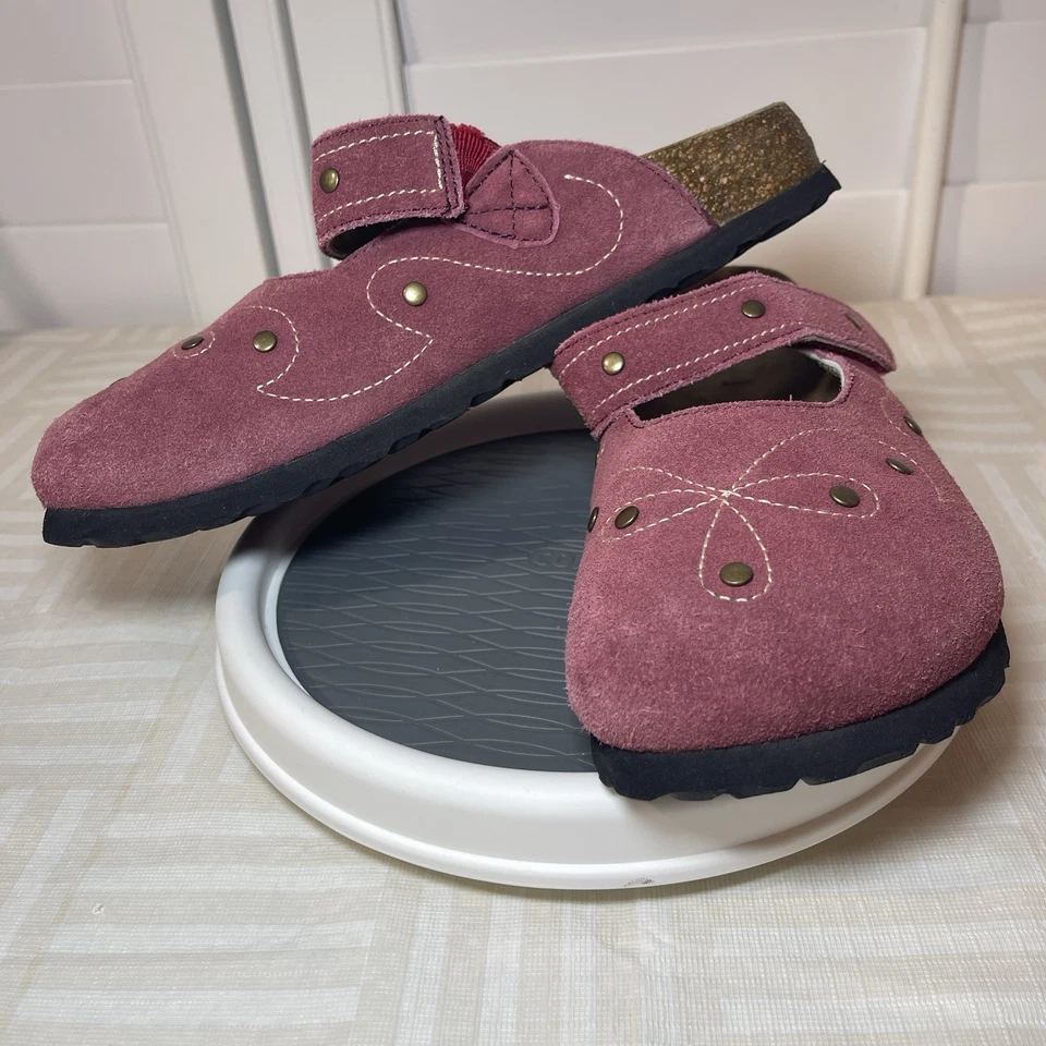 Женские сабо Betula Birkenstocks 245 без шнуровки из винной замши размер 7 с крючком и петлей - Изображение 2 из 4