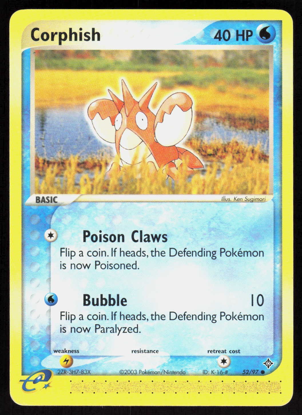 Corphish 52/97 Common EX Dragon Pokemon EN Moderately Played