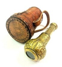 Dollond London Nautical Brass 6" Engraved Pocket Telescope with Leather Cover