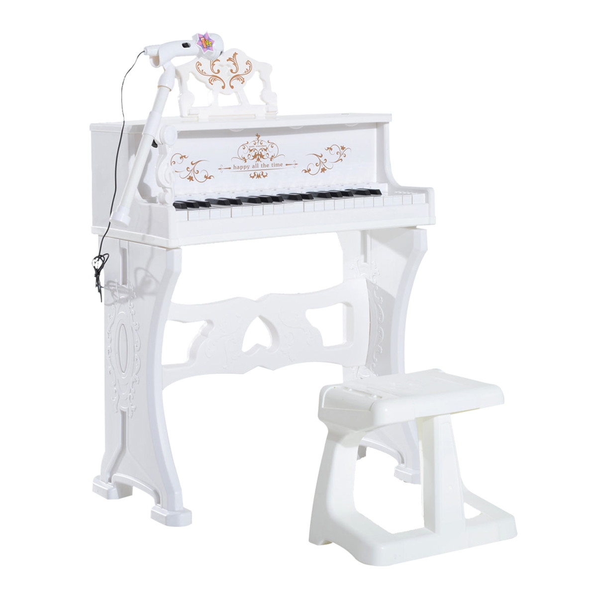 37 32 Key Kids Battery Keyboard Mini Grand Piano Stool Microphone Musical Toy