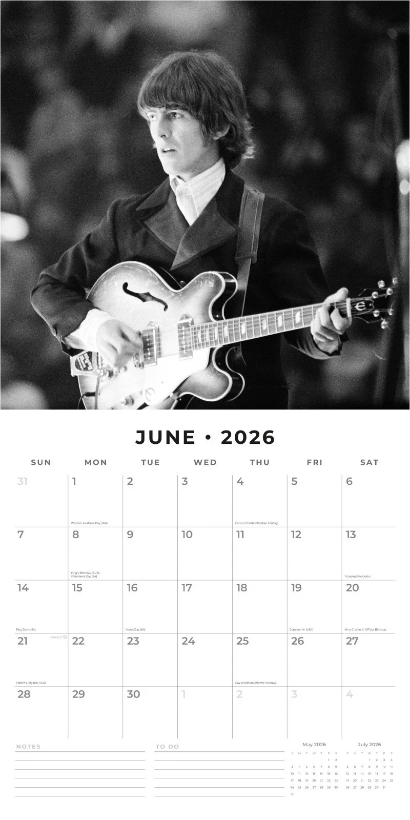 Red Robin 2026 The Beatles Monthly Vertical Wall Calendar