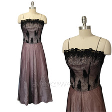 Vintage Y2K 90s Prom Dress Size XS Black Pink Corset Fairy Whimsy Maxi Gown