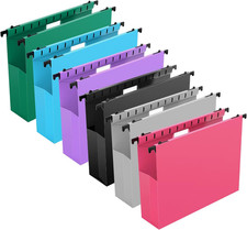 Extra Capacity Plastic Hanging File Folders,12 Pack Reinforced Expanding Hang