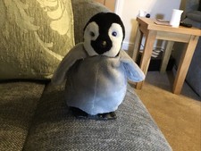 Persil Happy Feet Penguin Chick Reversible Soft Toy Plush Grey White Face