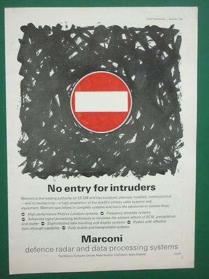 6/1966 PUB MARCONI DEFENCE RADAR DATENVERARBEITUNGSSYSTEME ECCM SENS VERBOTEN ANZEIGE
